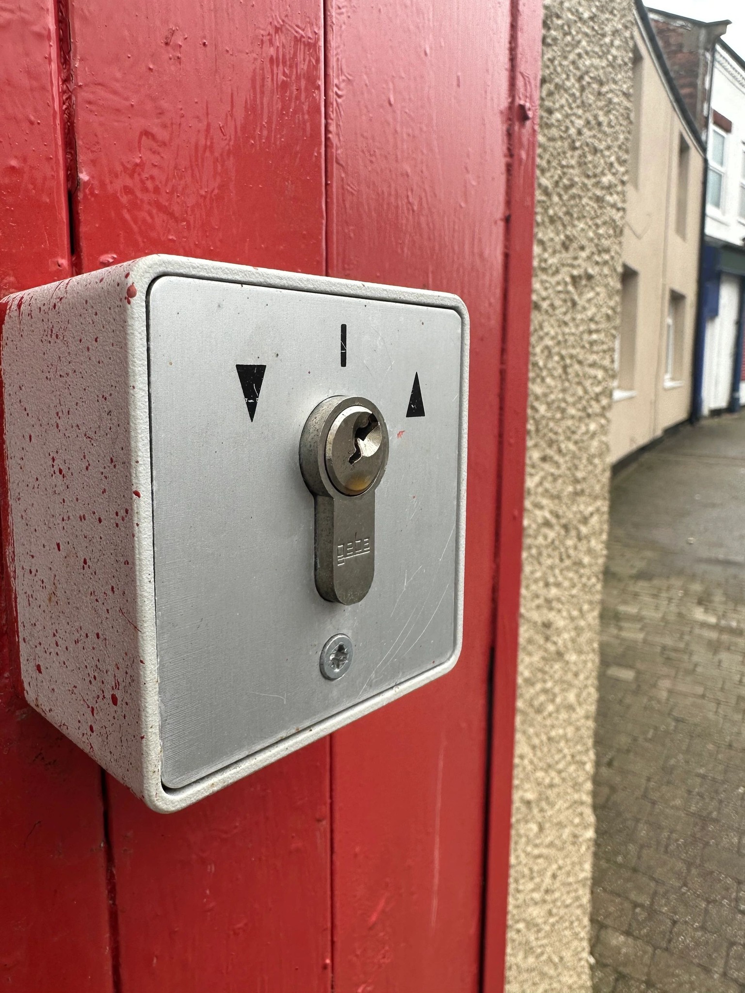 Roller shutter key switched lock picked open in Whitley Bay