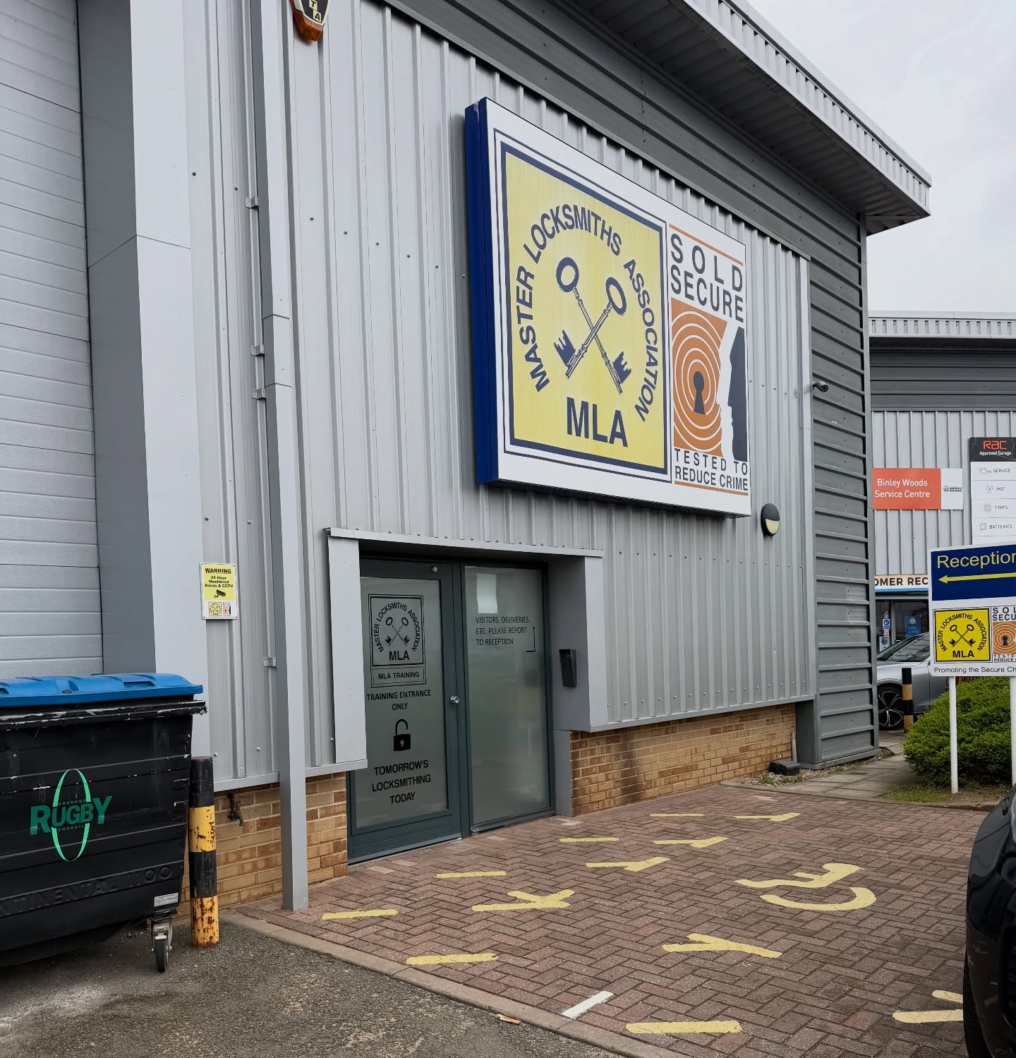 MLA Headquarters commercial building showing MLA and Sold Secure signage